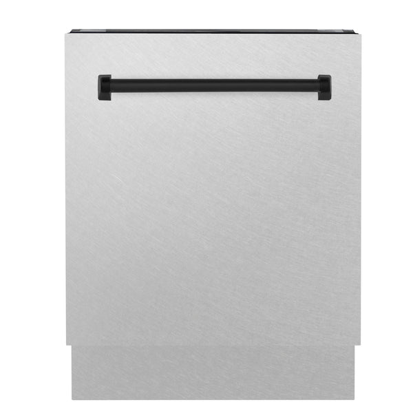 ZLINE Autograph Edition 24" 3rd Rack Top Control Tall Tub Dishwasher in DuraSnow Stainless Steel with Accent Handle, 51dBa (DWVZ-SN-24)