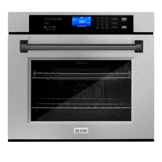 Buy matte-black ZLINE 30&quot; Autograph Edition Single Wall Oven with Self Clean and True Convection in DuraSnow® Stainless Steel (AWSSZ-30)