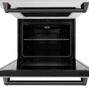 ZLINE 30 in. Autograph Edition Professional True Convection Double Wall Oven with Air Fry and Self Clean in DuraSnow® Stainless Steel with Matte Black Handles (WADSZ-30-MB)