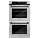 ZLINE 30 in. Autograph Edition Professional True Convection Double Wall Oven with Air Fry and Self Clean in DuraSnow® Stainless Steel with Matte Black Handles (WADSZ-30-MB)