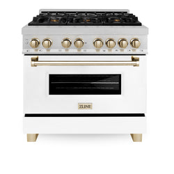 ZLINE Autograph Edition 36 in. 4.6 cu. ft. Legacy Dual Fuel Range with 6 Burner Gas Cooktop and Electric Convection Oven