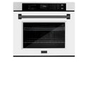 ZLINE 30 in. Autograph Edition Professional True Convection Single Wall Oven with Air Fry and Self Clean in DuraSnow® Stainless Steel with White Matte Door and Matte Black Handle (WASSZ-WM-30-MB)