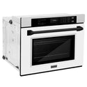 ZLINE 30 in. Autograph Edition Professional True Convection Single Wall Oven with Air Fry and Self Clean in DuraSnow® Stainless Steel with White Matte Door and Matte Black Handle (WASSZ-WM-30-MB)