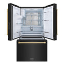 ZLINE Autograph Edition 36 in. 28.9 cu. ft. Standard-Depth French Door External Water Dispenser Refrigerator with Dual Ice Maker in Fingerprint-Resistant Black Stainless Steel and Champagne Bronze Traditional Handles (RSMZ-W-36-BS-CB)