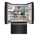 ZLINE Autograph Edition 36 in. 28.9 cu. ft. Standard-Depth French Door External Water Dispenser Refrigerator with Dual Ice Maker in Black Stainless Steel and Champagne Bronze Square Handles (RSMZ-W-36-BS-FCB)