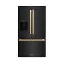 ZLINE Autograph Edition 36 in. 28.9 cu. ft. Standard-Depth French Door External Water Dispenser Refrigerator with Dual Ice Maker in Black Stainless Steel and Champagne Bronze Square Handles (RSMZ-W-36-BS-FCB)