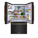 ZLINE Autograph Edition 36 in. 28.9 cu. ft. Standard-Depth French Door External Water Dispenser Refrigerator with Dual Ice Maker in Fingerprint-Resistant Black Stainless Steel and Polished Gold Helix Handles (RSMZ-W-36-BS-KG)