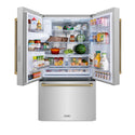 ZLINE Autograph Edition 36 in. 28.9 cu. ft. Standard-Depth French Door External Water Dispenser Refrigerator with Dual Ice Maker in Fingerprint-Resistant Stainless Steel and Polished Gold Helix Handles (RSMZ-W-36-KG)