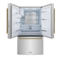 ZLINE Autograph Edition 36 in. 28.9 cu. ft. Standard-Depth French Door External Water Dispenser Refrigerator with Dual Ice Maker in Fingerprint-Resistant Stainless Steel and Polished Gold Helix Handles (RSMZ-W-36-KG)