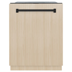 ZLINE Autograph Edition 24" Monument Series 3rd Rack Top Touch Control Tall Tub Dishwasher in Custom Panel Ready with Matte Black Handle, 45dBa (DWMTZ-24-MB)