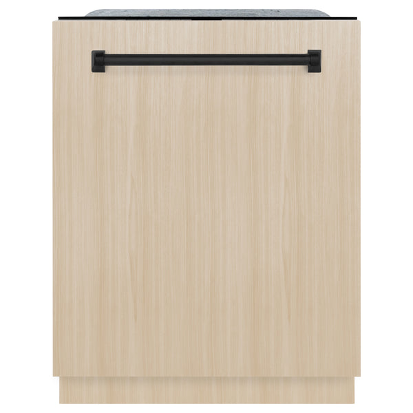 ZLINE Autograph Edition 24" Monument Series 3rd Rack Top Touch Control Tall Tub Dishwasher in Custom Panel Ready with Matte Black Handle, 45dBa (DWMTZ-24-MB)