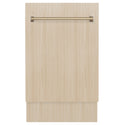 ZLINE Autograph Edition 18” Tallac Series 3rd Rack Top Control Dishwasher in Custom Panel Ready with Champagne Bronze Handle, 51dBa (DWVZ-18-CB)