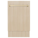 ZLINE Autograph Edition 18” Tallac Series 3rd Rack Top Control Dishwasher in Custom Panel Ready with Polished Gold Handle, 51dBa (DWVZ-18-G)