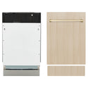 ZLINE Autograph Edition 18” Tallac Series 3rd Rack Top Control Dishwasher in Custom Panel Ready with Polished Gold Handle, 51dBa (DWVZ-18-G)