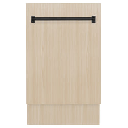 ZLINE Autograph Edition 18” Tallac Series 3rd Rack Top Control Dishwasher in Custom Panel Ready with Matte Black Handle, 51dBa (DWVZ-18-MB)
