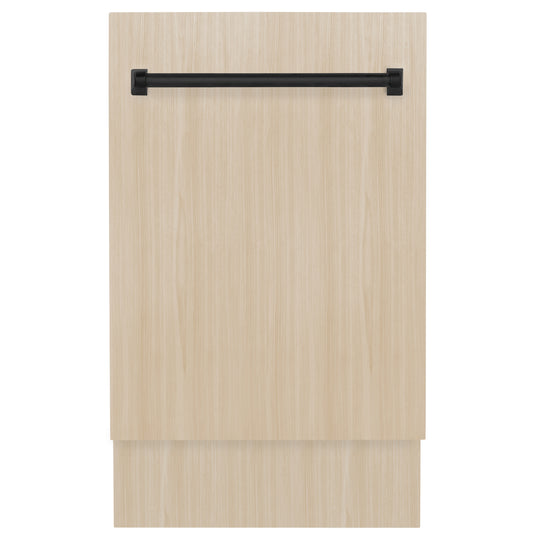 ZLINE Autograph Edition 18” Tallac Series 3rd Rack Top Control Dishwasher in Custom Panel Ready with Matte Black Handle, 51dBa (DWVZ-18-MB)