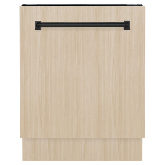 ZLINE Autograph Edition 24" Tallac Series 3rd Rack Top Control Built-In Tall Tub Dishwasher in Custom Panel Ready with Matte Black Handle, 51dBa (DWVZ-24-MB)