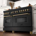 ZLINE Autograph Edition 60 in. 7.4 cu. ft. Legacy Dual Fuel Range with 9 Burner Gas Cooktop and 2 Electric Convection Ovens in Black Stainless Steel and Champagne Bronze Accents, Open Box-Good Condition
