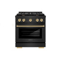 ZLINE Autograph Edition 30 in. 4.2 cu. ft. Paramount Dual Fuel Range with 4 Burner Gas Cooktop and Electric Convection Oven in Black Stainless Steel with Champagne Bronze Accents, Open Box-Great Condition