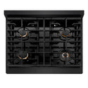 ZLINE Autograph Edition 30 in. 4.2 cu. ft. Paramount Dual Fuel Range with 4 Burner Gas Cooktop and Electric Convection Oven in Black Stainless Steel with Champagne Bronze Accents, Open Box-Good Condition