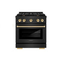 ZLINE Autograph Edition 30 in. 4.2 cu. ft. Paramount Dual Fuel Range with 4 Burner Gas Cooktop and Electric Convection Oven in Black Stainless Steel with Polished Gold Accents (SDRBZ-30-G)