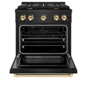 ZLINE Autograph Edition 30 in. 4.2 cu. ft. Paramount Dual Fuel Range with 4 Burner Gas Cooktop and Electric Convection Oven in Black Stainless Steel with Polished Gold Accents, Open Box-Good Condition