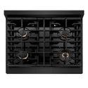 ZLINE Autograph Edition 30 in. 4.2 cu. ft. Paramount Dual Fuel Range with 4 Burner Gas Cooktop and Electric Convection Oven in Black Stainless Steel with Polished Gold Accents, Open Box-Great Condition
