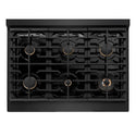 ZLINE Autograph Edition 36 in. 5.2 cu. ft. Paramount Dual Fuel Range with 6 Burner Gas Cooktop and Electric Convection Oven in Black Stainless Steel with Polished Gold Accents, Open Box-Great Condition
