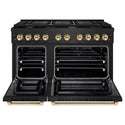 ZLINE Autograph Edition 48 in. 6.7 cu. ft. Paramount Double Oven Dual Fuel Range with 8 Burner Gas Cooktop in Black Stainless Steel and Polished Gold Accents, Open Box-Good Condition
