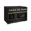 ZLINE Autograph Edition 48 in. 6.7 cu. ft. Paramount Double Oven Dual Fuel Range with 8 Burner Gas Cooktop in Black Stainless Steel and Polished Gold Accents, Open Box-Great Condition