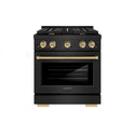ZLINE Autograph Edition 30 in. 4.2 cu. ft. Paramount Gas Range with 4 Burner Cooktop and Convection Gas Oven in Black Stainless Steel and Champagne Bronze Accents, Open Box-Great Condition