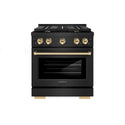 ZLINE Autograph Edition 30 in. 4.2 cu. ft. Paramount Gas Range with 4 Burner Cooktop and Convection Gas Oven in Black Stainless Steel and Polished Gold Accents, Open Box-Great Condition