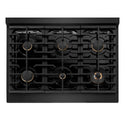 ZLINE Autograph Edition 36 in. 5.2 cu. ft. Paramount Gas Range with 6 Burner Cooktop and Convection Gas Oven in Black Stainless Steel and Champagne Bronze Accents, Open Box-Great Condition
