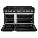 ZLINE Autograph Edition 48 in. 6.7 cu. ft. Paramount Double Oven Gas Range with 8 Burner Cooktop in Black Stainless Steel and Champagne Bronze Accents (SGRBZ-48-CB)