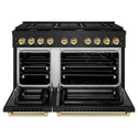 ZLINE Autograph Edition 48 in. 6.7 cu. ft. Paramount Double Oven Gas Range with 8 Burner Cooktop in Black Stainless Steel and Champagne Bronze Accents, Open Box-Great Condition