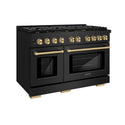 ZLINE Autograph Edition 48 in. 6.7 cu. ft. Paramount Double Oven Gas Range with 8 Burner Cooktop in Black Stainless Steel and Champagne Bronze Accents, Open Box-Great Condition