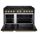 ZLINE Autograph Edition 48 in. 6.7 cu. ft. Paramount Double Oven Gas Range with 8 Burner Cooktop in Black Stainless Steel and Polished Gold Accents, Open Box-Good Condition
