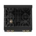 ZLINE Autograph Edition 30 in. Legacy Gas Rangetop with 4 Burners and Porcelain Cooktop in Black Stainless Steel with Champagne Bronze Accents (RTBZ-30-CB)