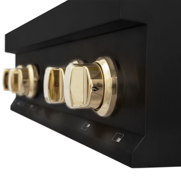 ZLINE Autograph Edition 30 in. Legacy Gas Rangetop with 4 Burners and Porcelain Cooktop in Black Stainless Steel with Polished Gold Accents, Open Box-Great Condition