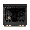 ZLINE Autograph Edition 30 in. Legacy Gas Rangetop with 4 Burners and Porcelain Cooktop in Black Stainless Steel with Polished Gold Accents, Open Box-Good Condition
