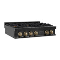 ZLINE Autograph Edition 36 in. Legacy Gas Rangetop with 6 Burners and Porcelain Cooktop in Black Stainless Steel with Champagne Bronze Accents, Open Box-Good Condition