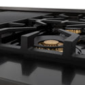 ZLINE Autograph Edition 48 in. Legacy Gas Rangetop with 7 Burners and Porcelain Cooktop in Black Stainless Steel with Champagne Bronze Accents, Open Box-Good Condition