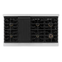 ZLINE Autograph Edition 48 in. 6.7 cu. ft. Paramount Double Oven Dual Fuel Range with 8 Burner Gas Cooktop in DuraSnow® Stainless Steel with Black Matte Door and Polished Gold Accents (SDRSZ-BLM-48-G)