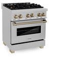 ZLINE Autograph Edition 30" 4.0 cu. ft. Dual Fuel Range with Gas Stove and Electric Oven in DuraSnow Stainless Steel with Accents (RASZ-SN-30)