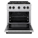 ZLINE Autograph Edition 30 in. 4.2 cu. ft. Paramount Dual Fuel Range with 4 Burner Gas Cooktop and Electric Convection Oven in DuraSnow® Stainless Steel with Matte Black Accents (SDRSZ-30-MB)