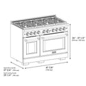 ZLINE Autograph Edition 48 in. 6.7 cu. ft. Paramount Double Oven Gas Range with 8 Burner Cooktop in DuraSnow® Stainless Steel and Polished Gold Accents (SGRSZ-48-G)