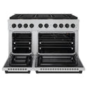 ZLINE Autograph Edition 48 in. 6.7 cu. ft. Paramount Double Oven Gas Range with 8 Burner Cooktop in DuraSnow® Stainless Steel and Matte Black Accents (SGRSZ-48-MB)