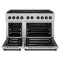 ZLINE Autograph Edition 48 in. 6.7 cu. ft. Paramount Double Oven Gas Range with 8 Burner Cooktop in Satin Stainless Steel and Matte Black Accents, Open Box-Good Condition
