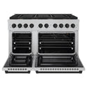 ZLINE Autograph Edition 48 in. 6.7 cu. ft. Paramount Double Oven Gas Range with 8 Burner Cooktop in Satin Stainless Steel and Matte Black Accents, Open Box-Great Condition