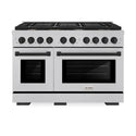 ZLINE Autograph Edition 48 in. 6.7 cu. ft. Paramount Double Oven Gas Range with 8 Burner Cooktop in Satin Stainless Steel and Matte Black Accents, Open Box-Good Condition